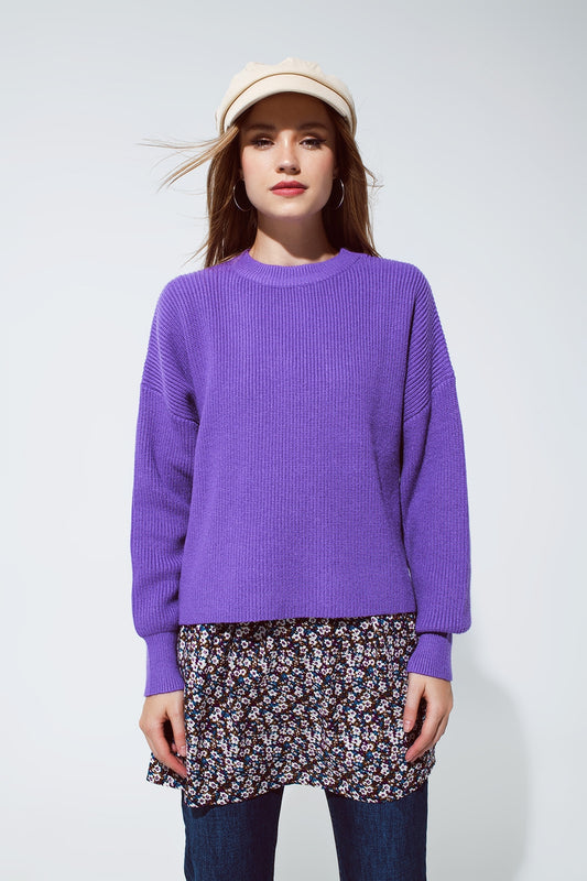 purple chunky knitted relaxed Jumper - Jumpers