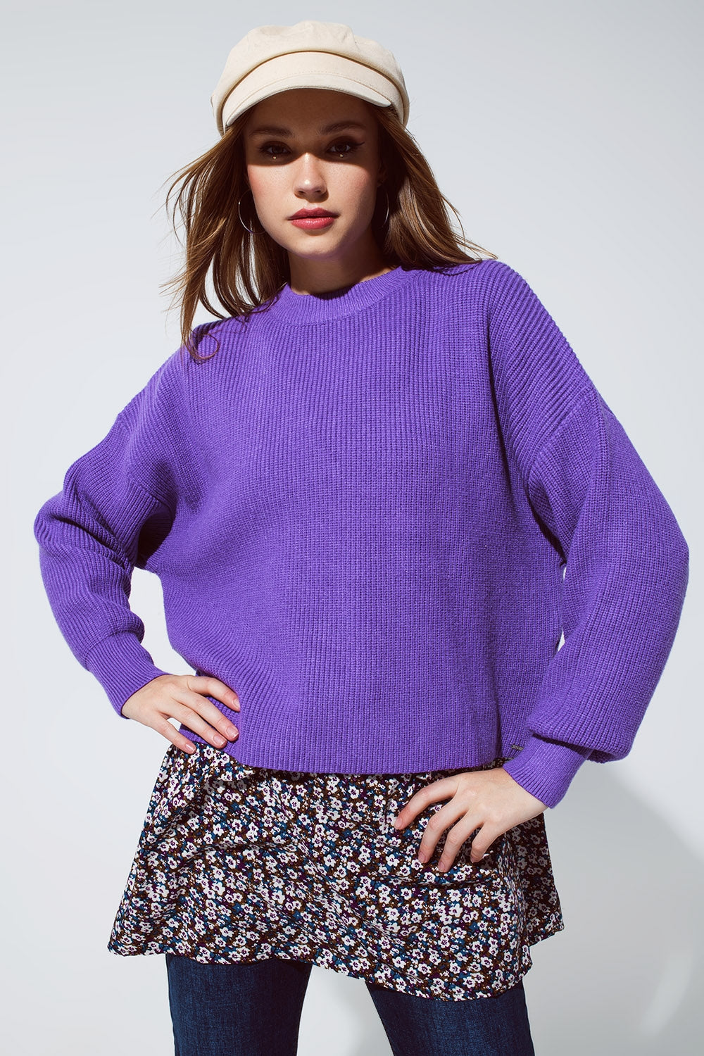 purple chunky knitted relaxed Jumper - Jumpers