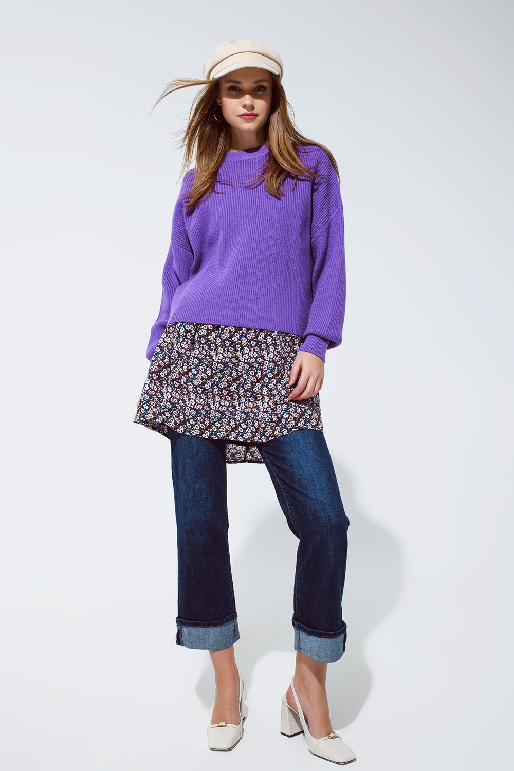 purple chunky knitted relaxed Jumper - Jumpers