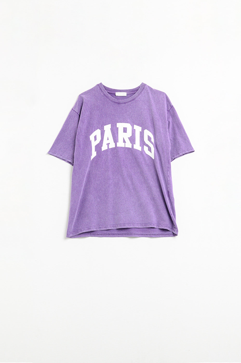 Purple Paris Relaxed T-shirt with White Letters - T-Shirts
