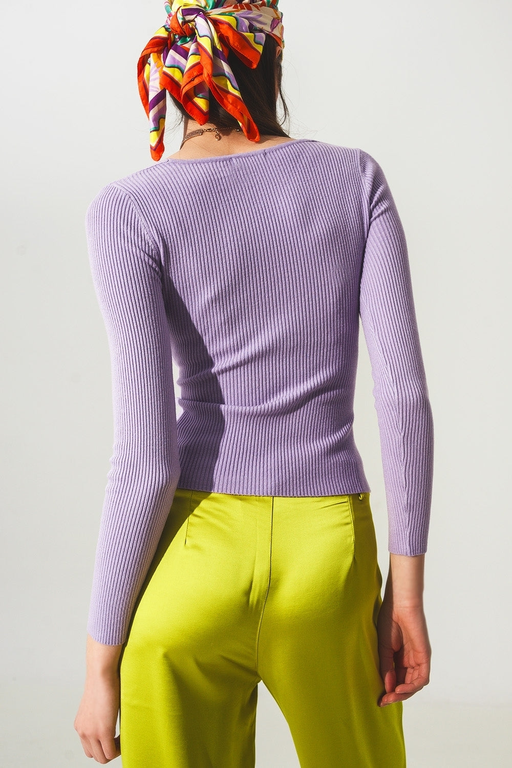 Purple ribbed v neck sweater - Jumpers