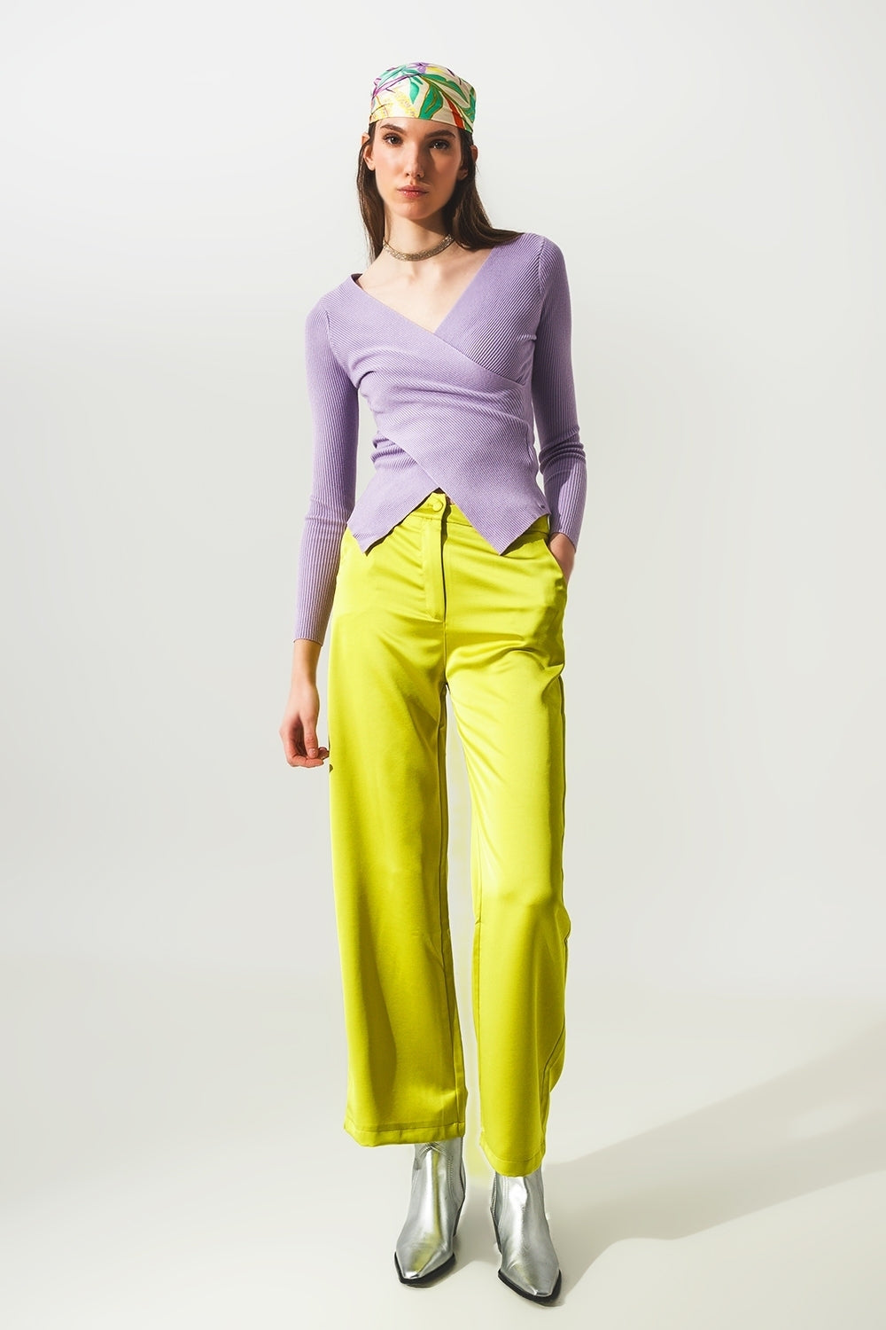 Purple ribbed v neck sweater - Jumpers