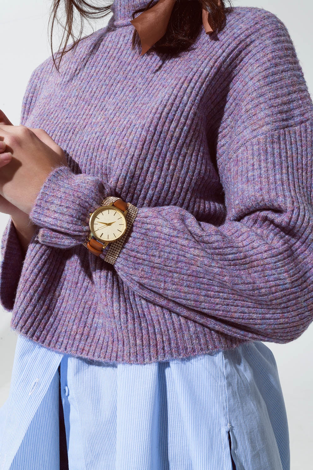 Purple soft ribbed turtleneck sweater - Jumpers
