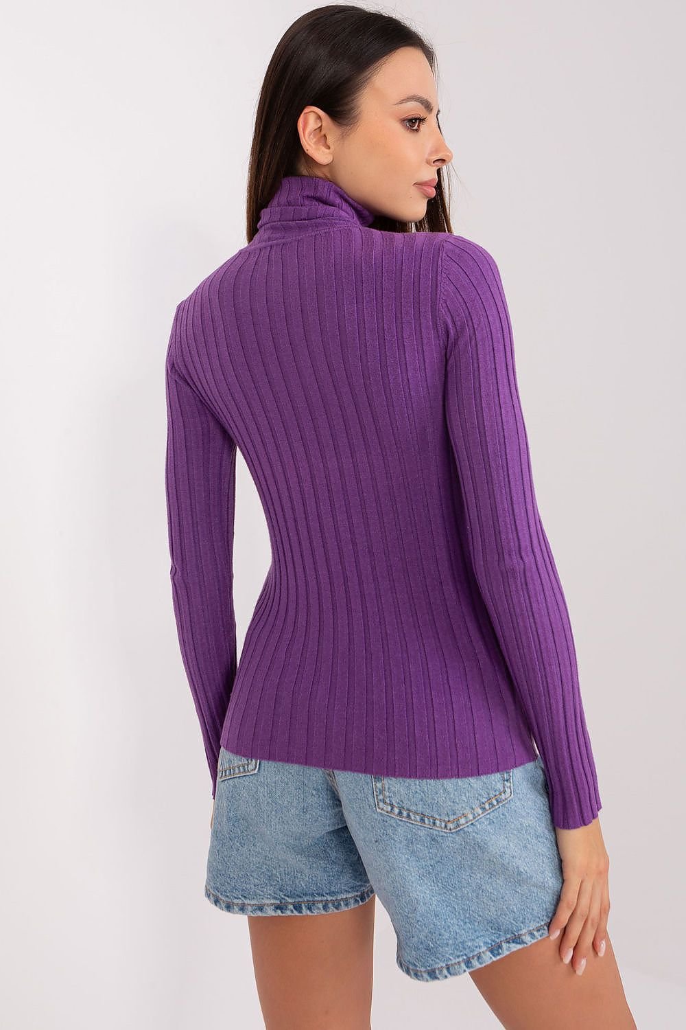 Long Sleeve Purple Turtleneck Top for women - Tops