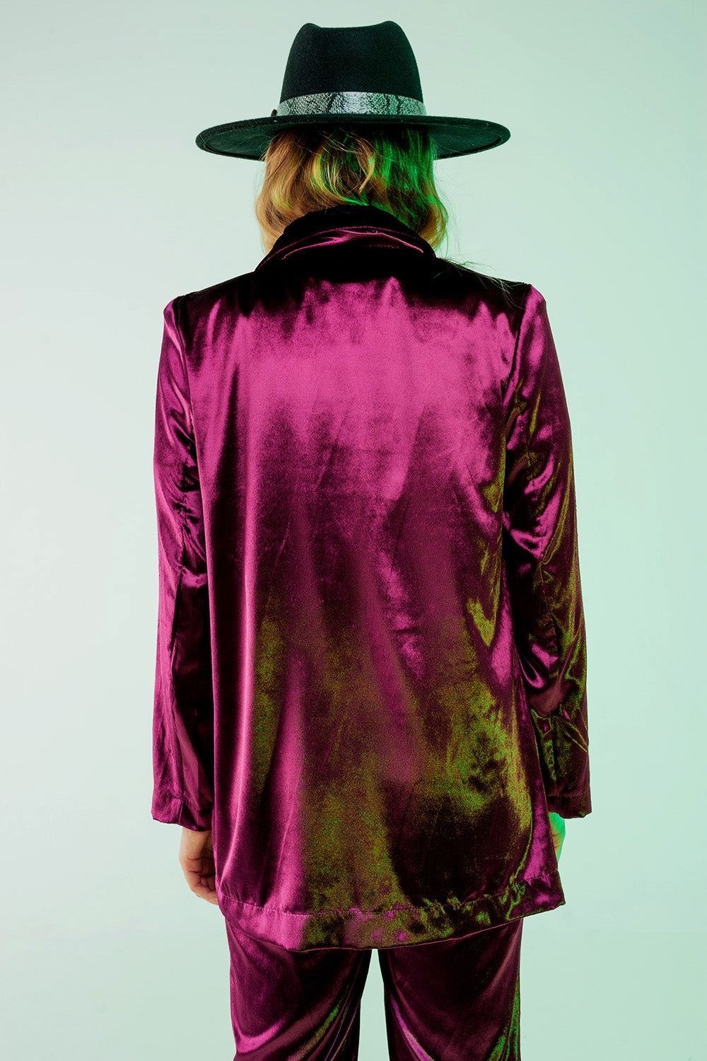 Purple velvet oversized blazer - Blazers