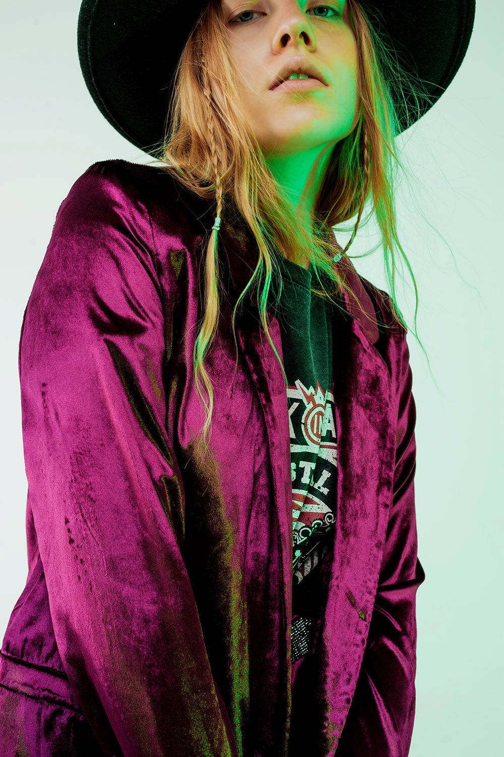 Purple velvet oversized blazer - Blazers