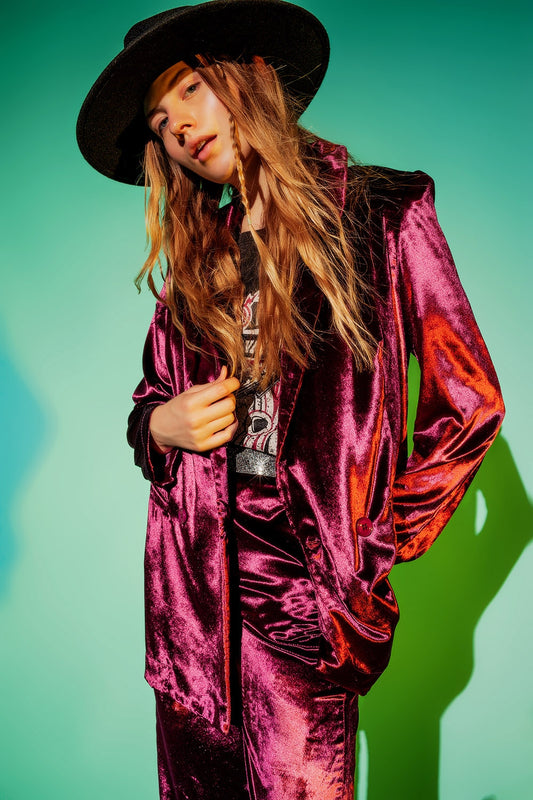 Purple velvet oversized blazer - Blazers