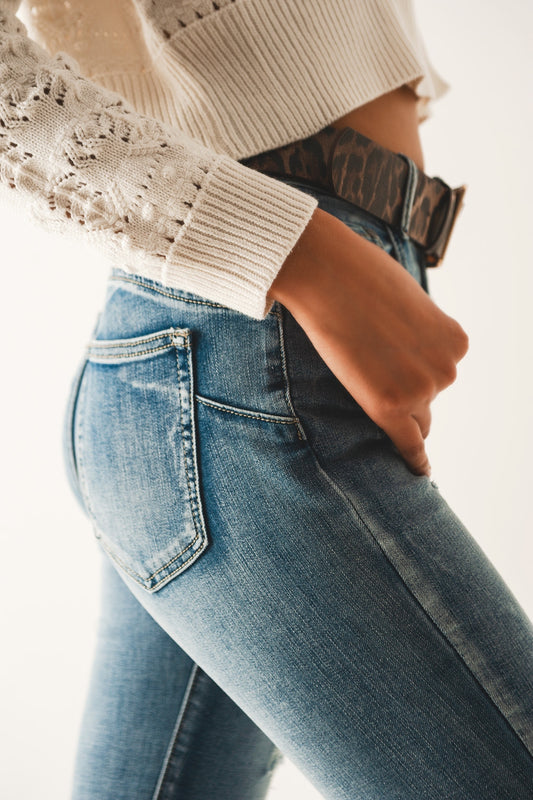 Push up Ripped skinny jean in blue - Jeans