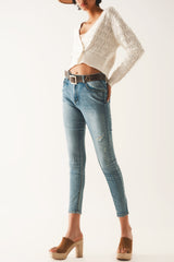 Push up Ripped skinny jean in blue