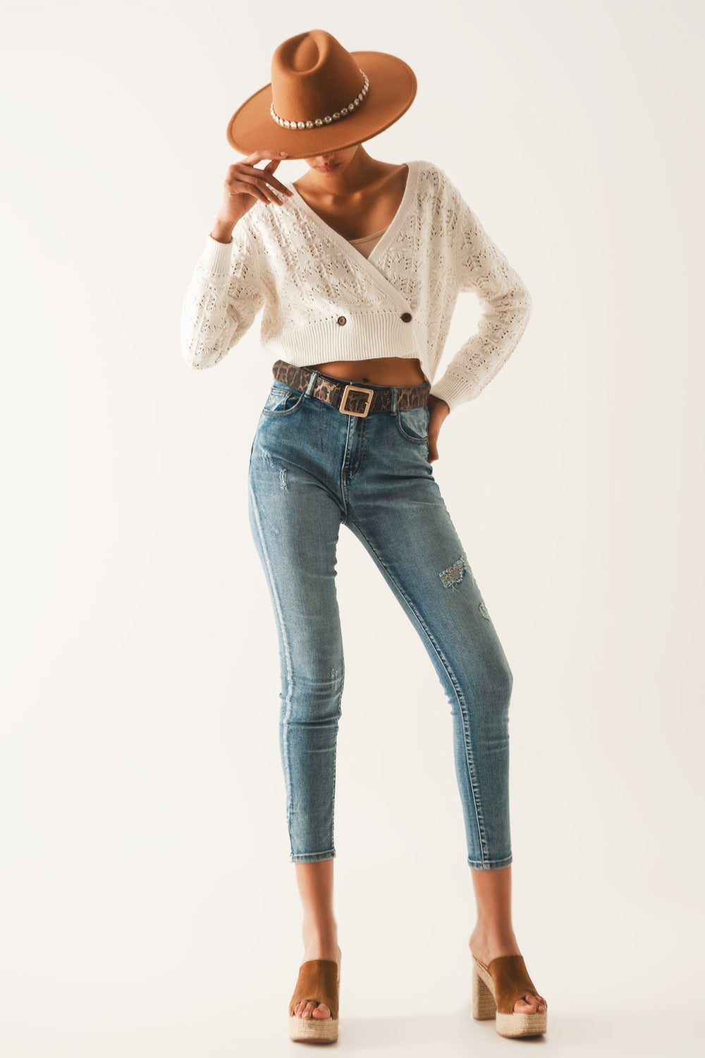 Push up Ripped skinny jean in blue - Jeans