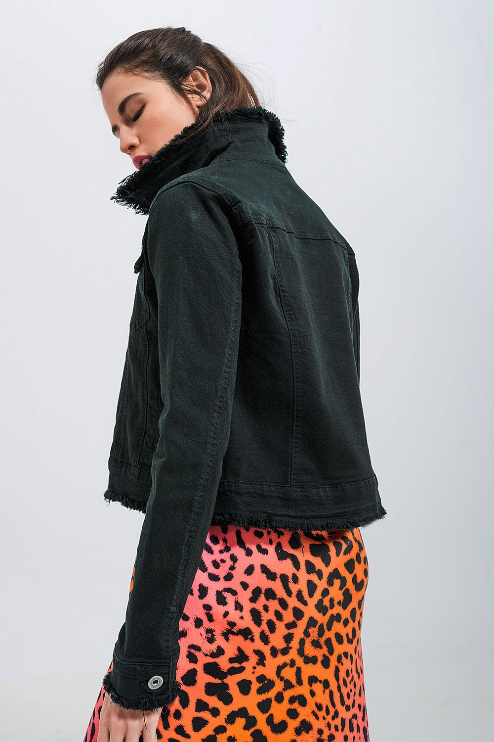 Raw edge black denim jacket - Jackets