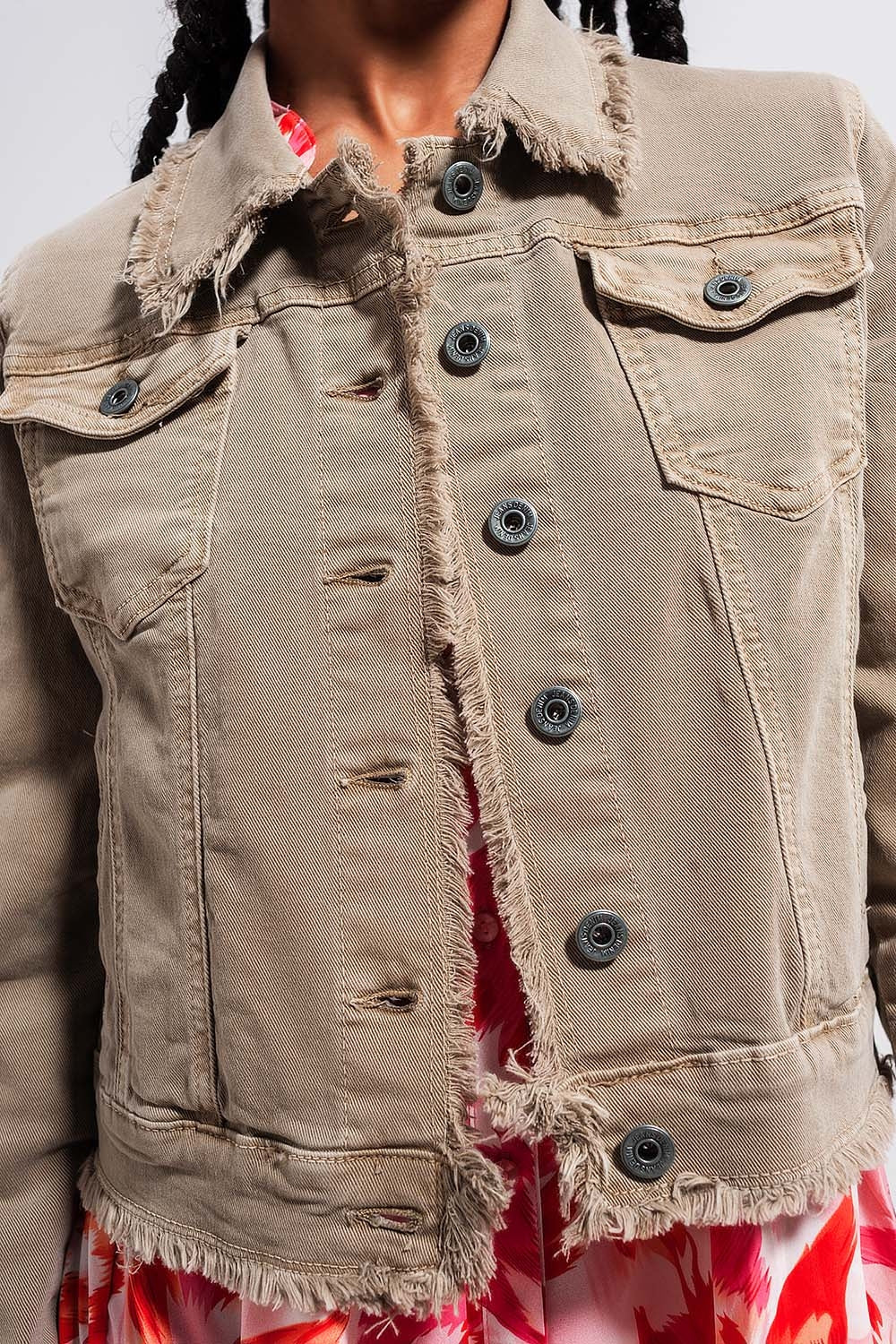 Raw edge denim jacket in gray - Jackets