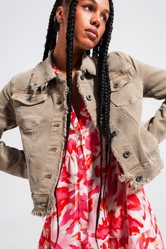 Raw edge denim jacket in gray - Jackets