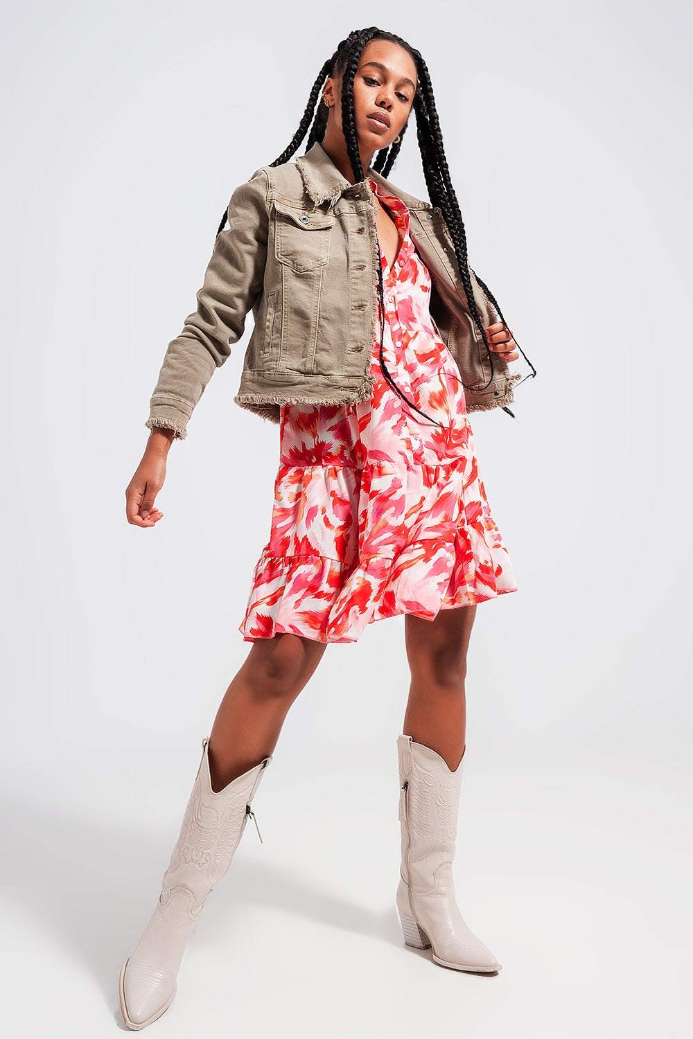 Raw edge denim jacket in gray - Jackets