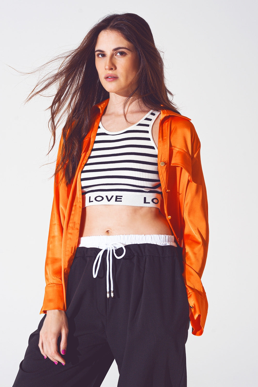 Rayon relaxed shirt in bright orange - Shirts