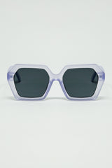 Rectangular sunglasses in purple translucent color