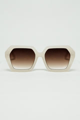 Rectangular sunglasses in white translucent color
