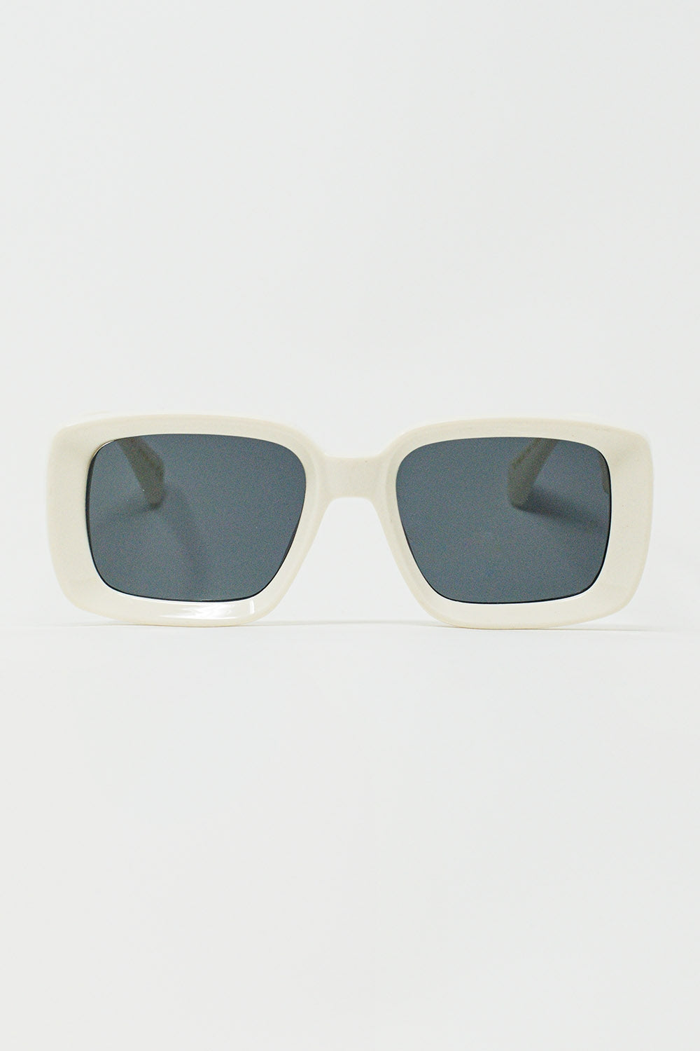 Oversized Rectangular Sunglasses With Wide Frame in White - Sunglasses