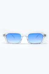 Rectangular Thick Acetate Clear Frame Sunglasses  With blue Smoke Lense