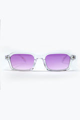 Rectangular Thick Acetate Clear Frame Sunglasses  With Purple Smoke Lense