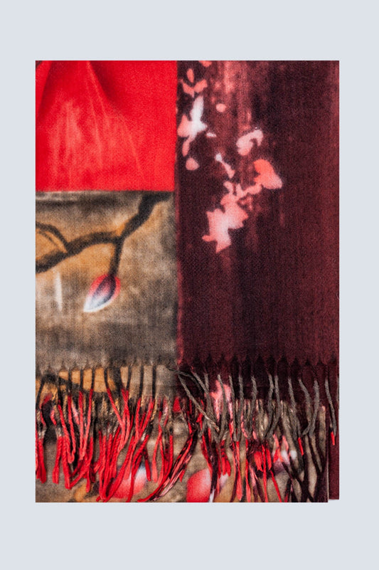 red flower print scarf - Scarves