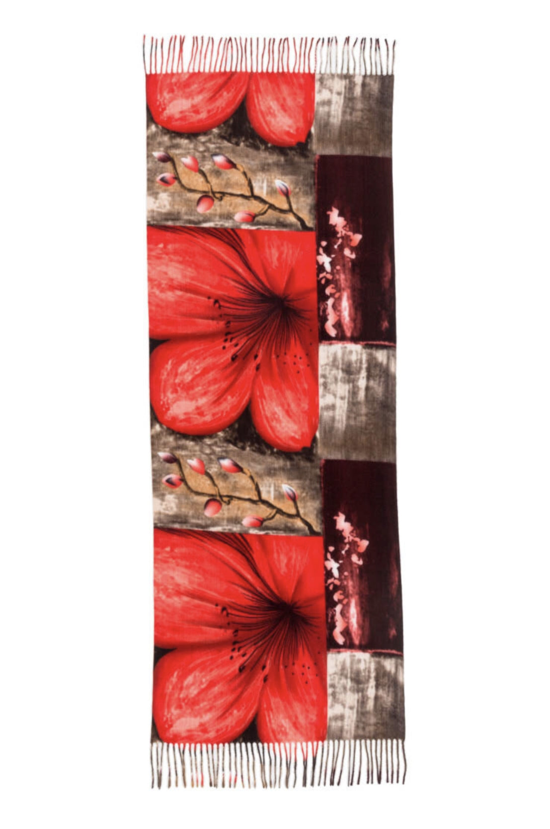 red flower print scarf - Scarves