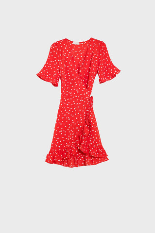 mini vestido vermelho de bolinhas