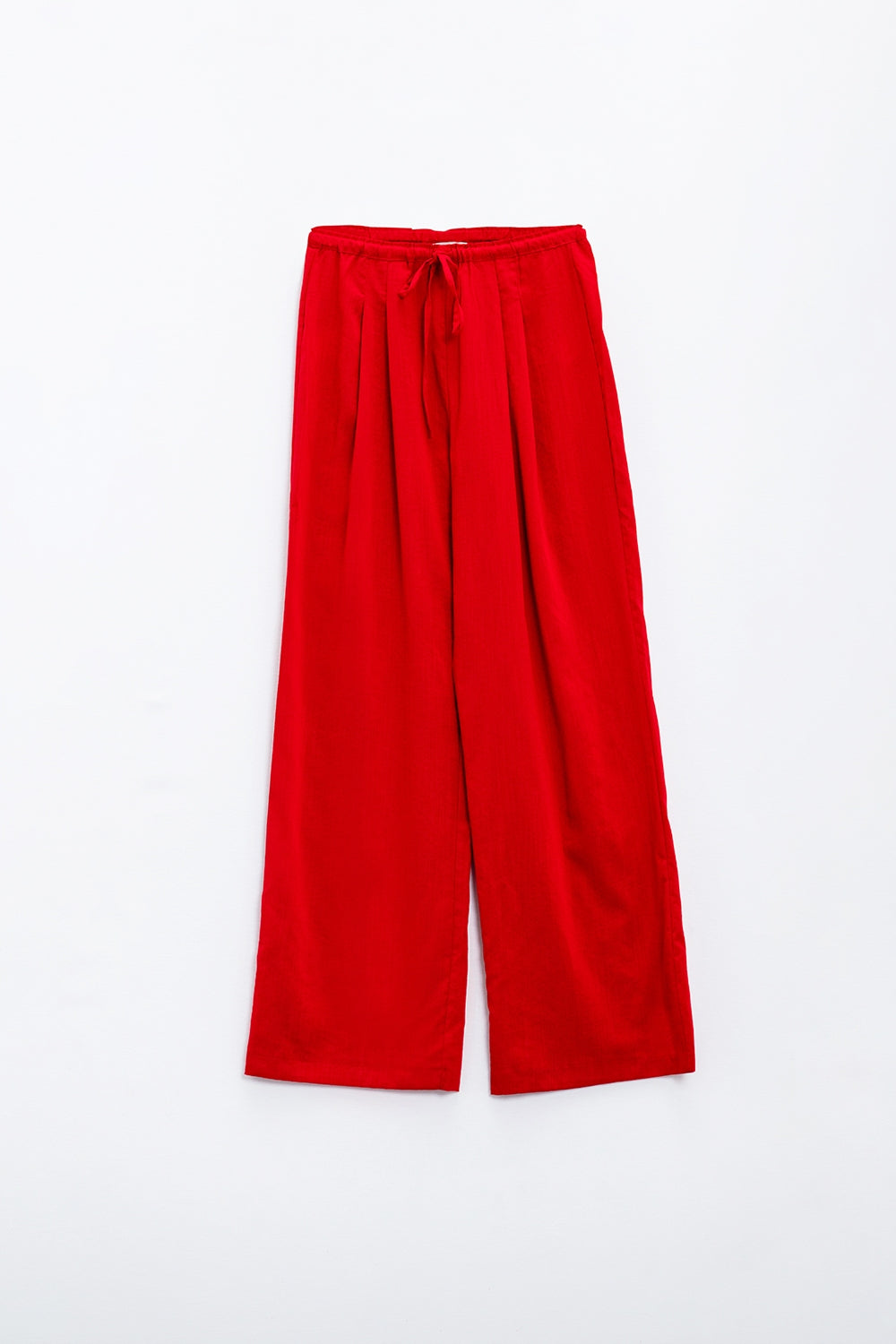 Red Relaxed Pants With Drawstring Closing And Side Pockets - Trousers