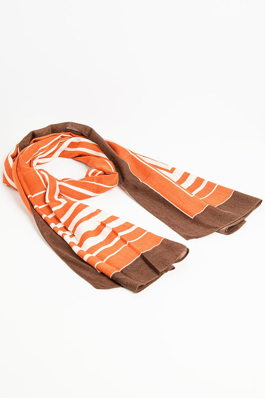 Red scarf in fine knit with geometric print - Scarves