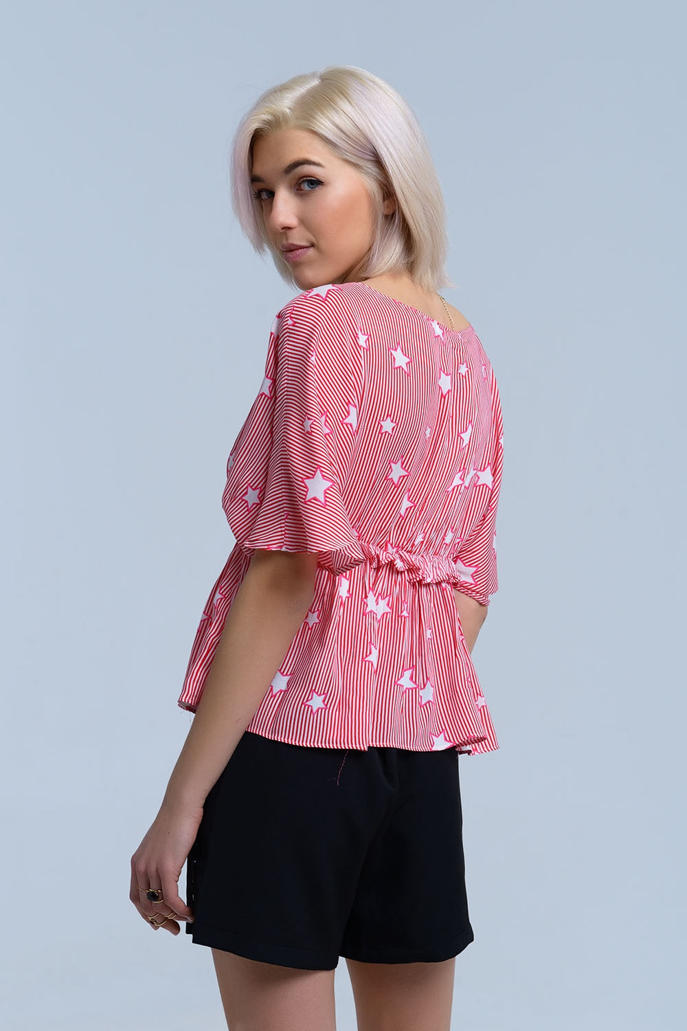 Red top with stars and ruffle - Tops
