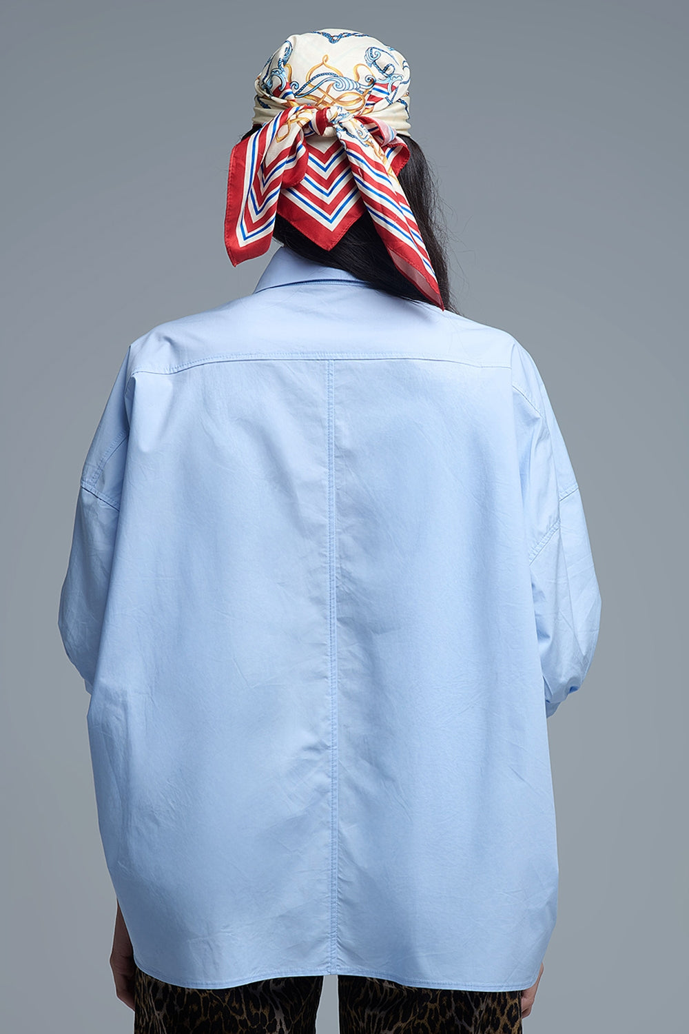 Relaxed 3/4 Sleeve Poplin Shirt With Button Detail - Shirts