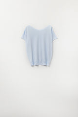 Pull bleu bébé décontracté à col bateau et manches tombantes