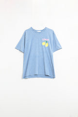 t-shirt bleu décontracté avec imprimé citron