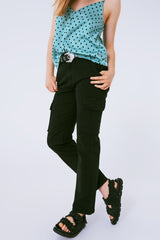 Pantalon cargo décontracté en noir