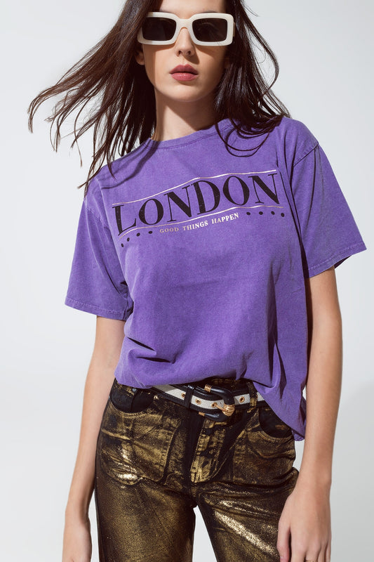 relaxed fit T-shirt in washed purple with london logo - T-Shirts