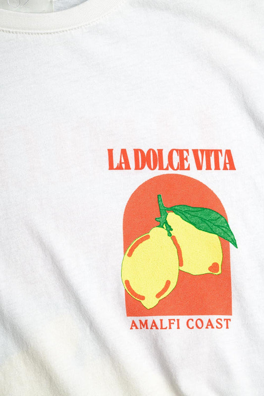 Relaxed Fit T-Shirt With La Dolce Vita Print in White - T-Shirts