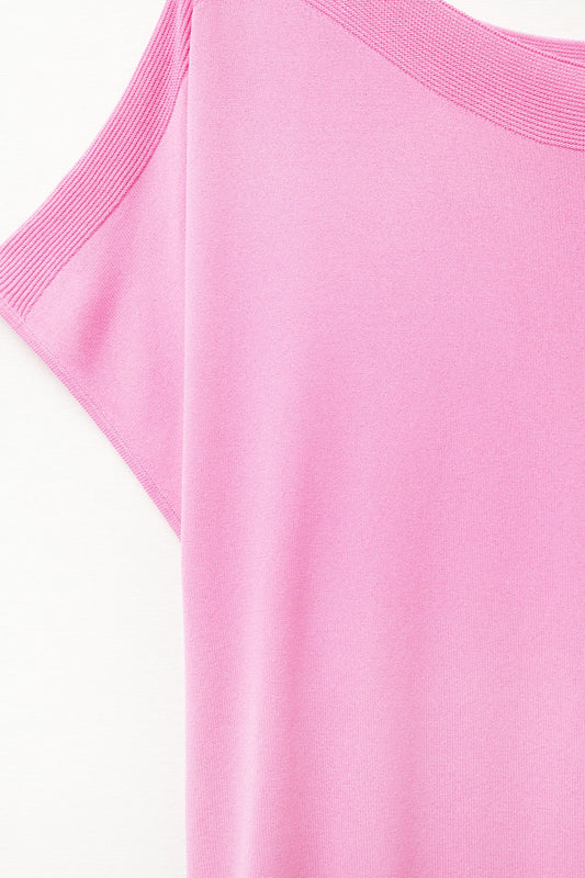Relaxed fucsia boatneck sweater with dropped sleeves - Sweaters