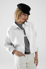 Cardigan tricoté décontracté de haute qualité de couleur crème