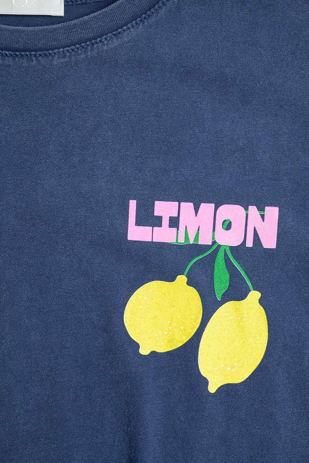 relaxed navy t-shirt with lemon print - T-Shirts