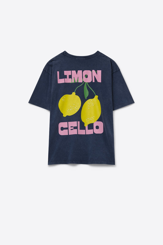 relaxed navy t-shirt with lemon print - T-Shirts
