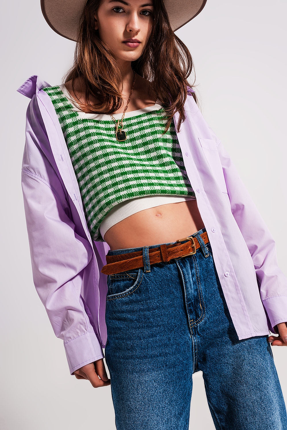 Relaxed poplin shirt in lilac - Shirts
