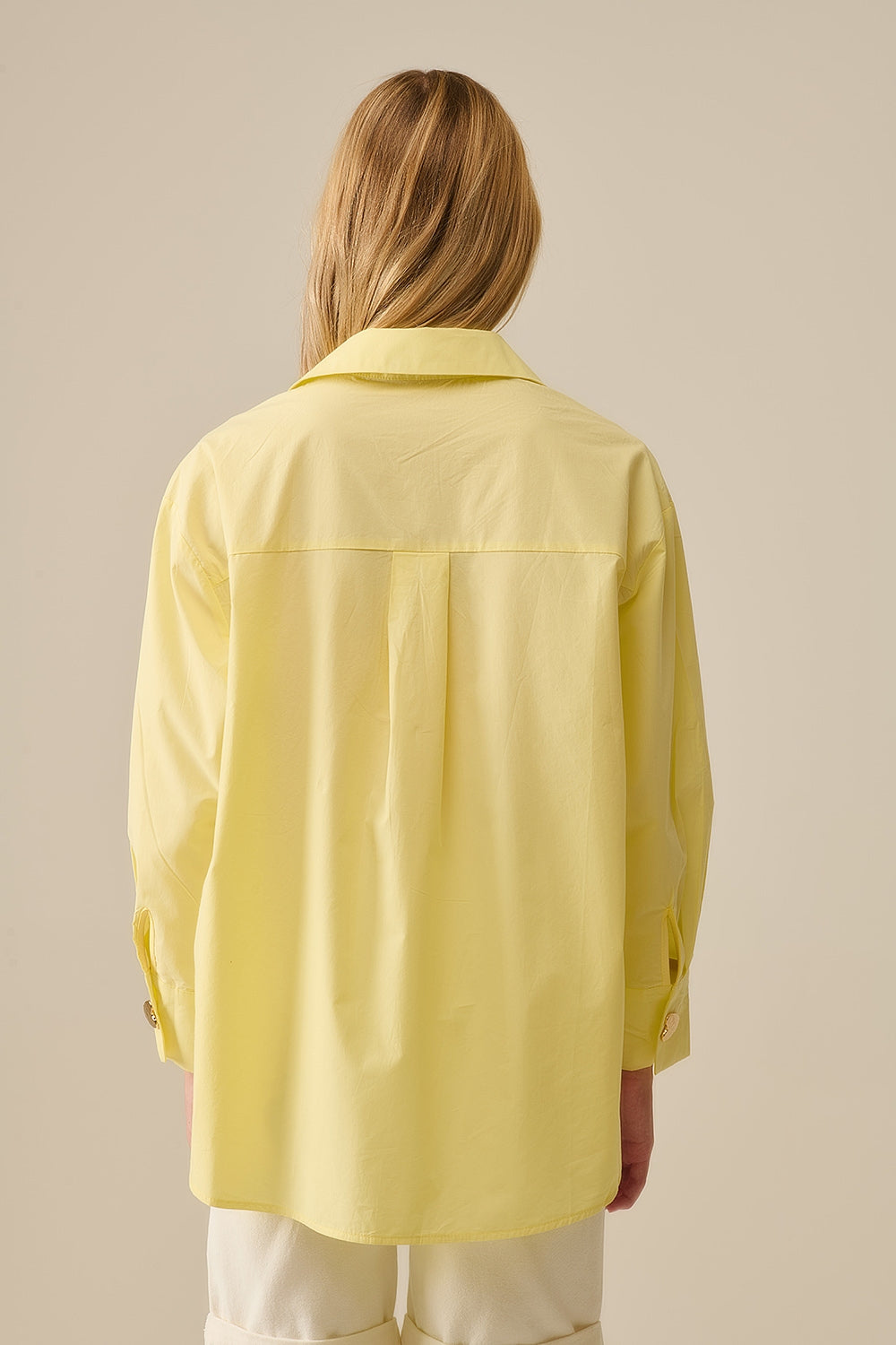 Relaxed Poplin Shirt With Gold Heart Buttons in yellow - Shirts