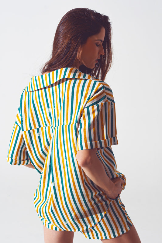 Relaxed shirt in green stripe - Shirts