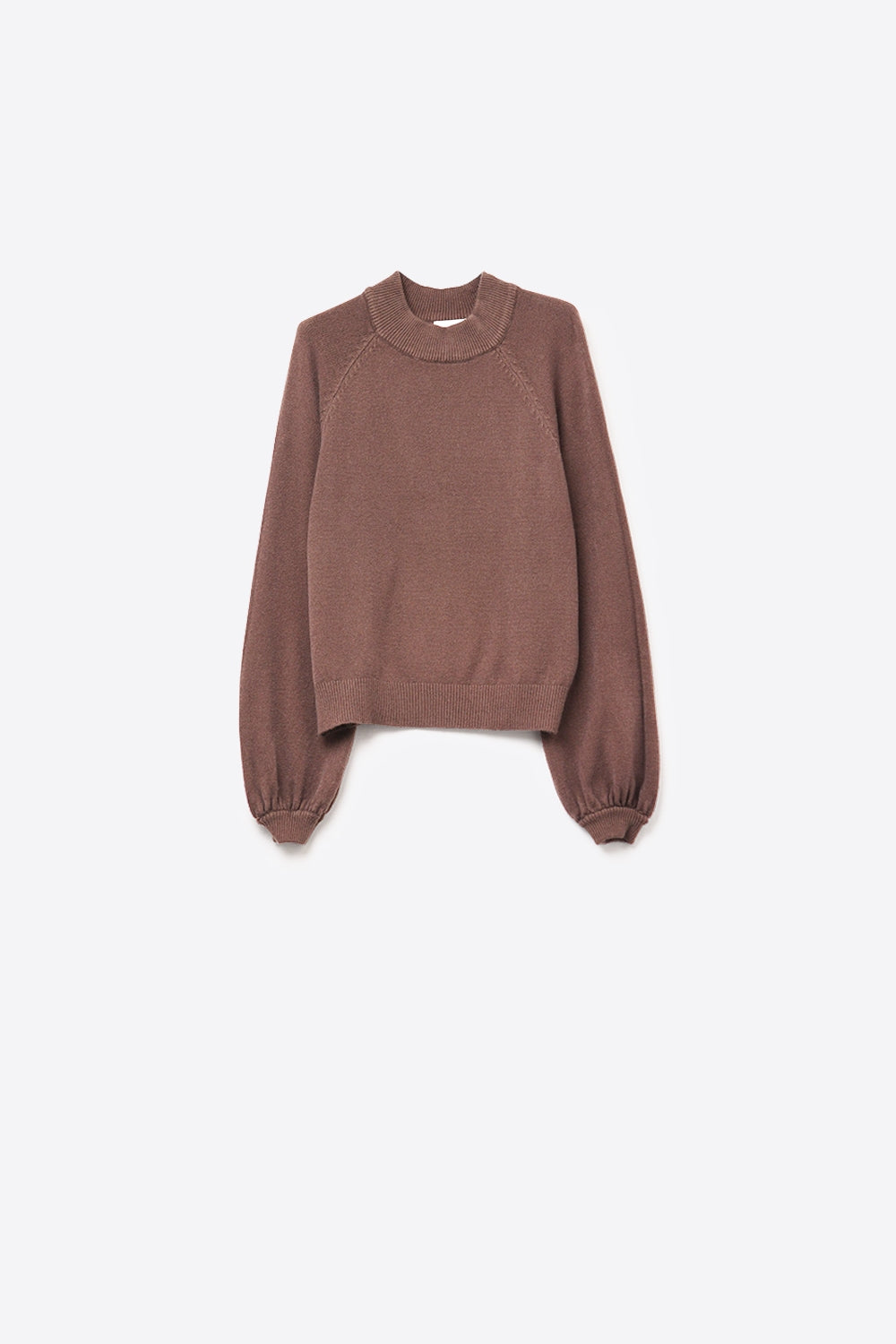 relaxed style brown jumper with balloon sleeves -