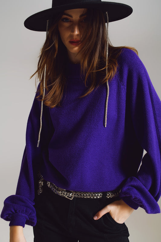 relaxed style purple jumper with balloon sleeves - Jumpers