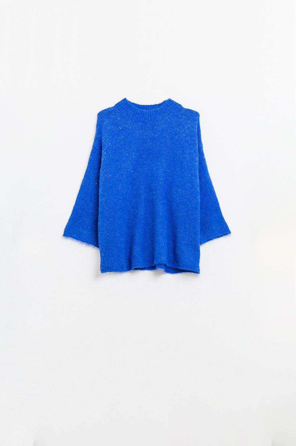 Relaxed sweater with french sleeve and crewneck in blue ink - Jumpers