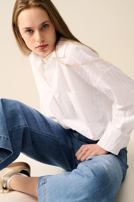 Relaxed White striped blouse - Blouses
