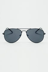 Retro Aviator SunglassesWith Smoke Lense in Black