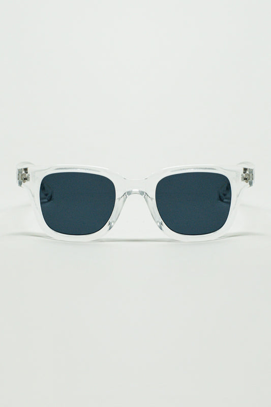 Retro Round Sunglasses With Smoke Black Lense and Transparent Frame - Sunglasses
