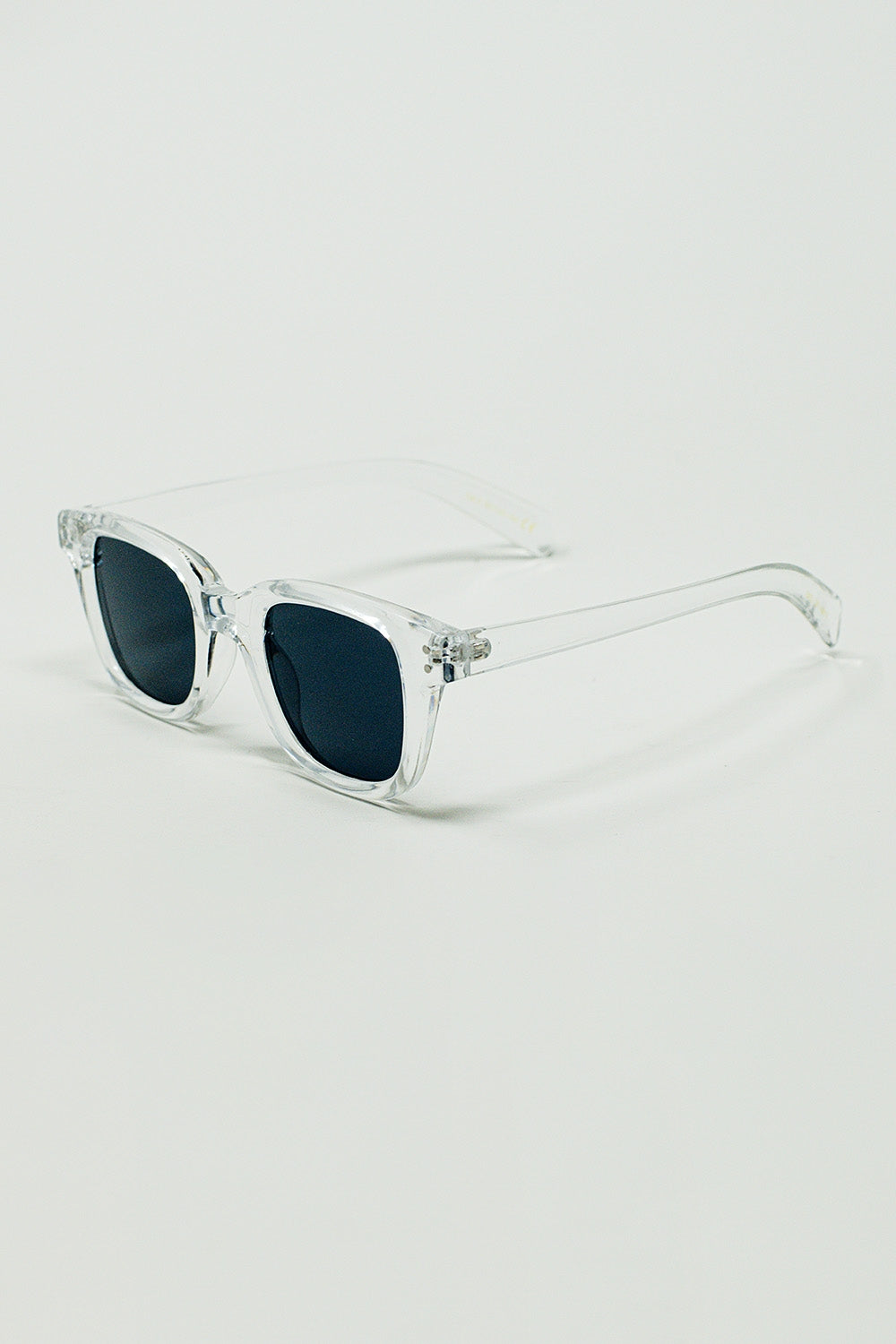 Retro Round Sunglasses With Smoke Black Lense and Transparent Frame - Sunglasses